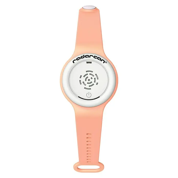 Antimosquitos personal plus R-100 - Multicolor, Con interruptor - Repelente de mosquitos portátil Radarcan con pulsera color melocotón para proteger de las picaduras. ¡Práctico y efectivo!