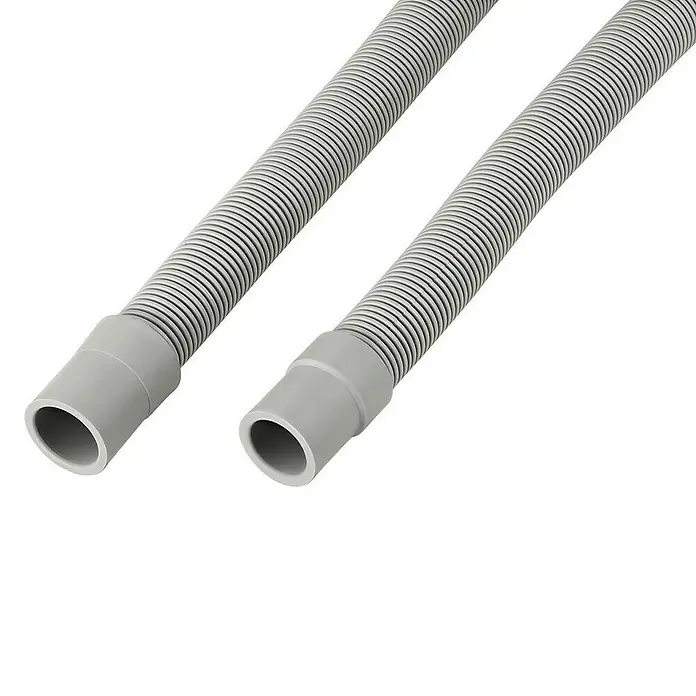 Xavax Ablaufschlauch - Grau, Länge: 1,5 m - Zwei graue, gewellte, flexible Ablaufschläuche mit glatten Endstücken.