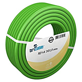 Bricable Cable eléctrico libre de halógenos (null, Número de cables: 3, 1,5 mm², Largo: 10 m, Verde)