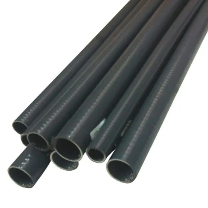 Tubo flexible reforzado - Diámetro del tubo: 32 mm, 1 m, PVC - Primer plano de un conjunto de conductos flexibles grises adecuados para diversas aplicaciones industriales.