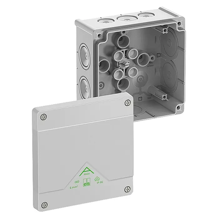 Spelsberg Feuchtraum-Abzweigdose Abox - 127 x 127 x 70 mm, Aufputz, IP66 - Abox-Verteilerdose mit Deckel, ideal für Elektroinstallationen im Innen- und Außenbereich, robuste Bauweise für zuverlässigen Schutz.
