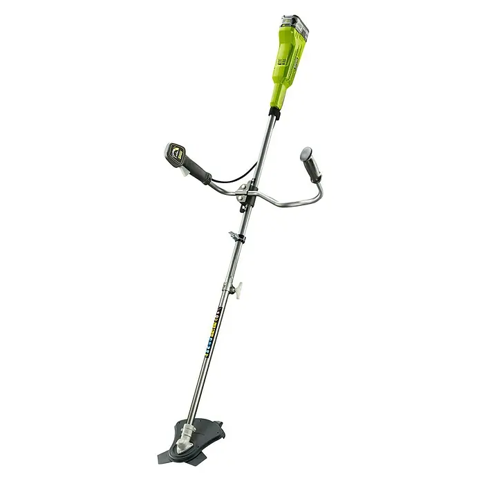 Ryobi ONE+ Akku-Motorsense OBC1820B - 18 V, Ohne Akku - Ein grüner Freischneider mit Metallstiel und schwarzem Griff für präzise Gartenarbeit. Ideal für Rasen und schwer zugängliche Bereiche.
