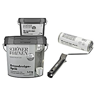 SCHÖNER WOHNEN-Farbe Betondesign-Optik Dekoputz-Set (3 -tlg., Creme)