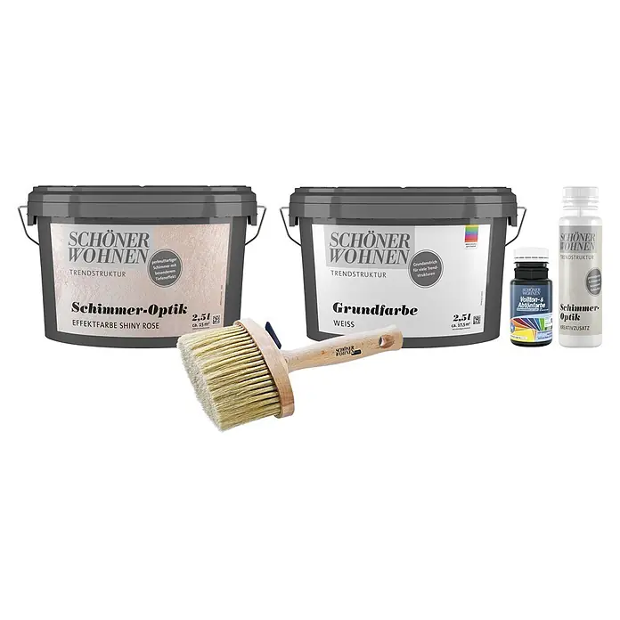 SCHÖNER WOHNEN-Farbe Trendstruktur Dekoputz-Set Schimmer-Optik - 5 -tlg., Shiny Rose - Produktlinie "Schöner Wohnen Trendstruktur" mit Farbe, Grundierung, Abtönfarbe und Spezialeffektfarbe.
