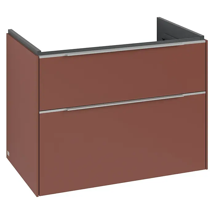 Villeroy & Boch Subway 3.0 Waschbeckenunterschrank - Wine Red, Anzahl Schubladen: 2 Stk., Farbe Griff: Aluminium glänzend, B x T x H: 77,2 x 47,8 x 57,6 cm - Moderner Badezimmerschrank in warmem Braunton mit zwei Schubladen und eleganten Griffen. Ein stilvolles Möbelstück für Ihr Badezimmer.