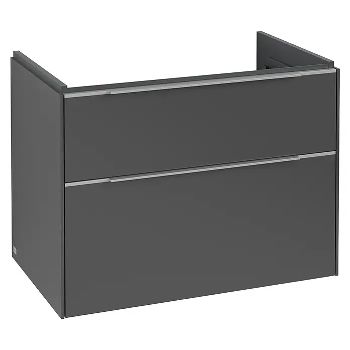 Villeroy & Boch Subway 3.0 Waschbeckenunterschrank - Graphite, Anzahl Schubladen: 2 Stk., Farbe Griff: Aluminium glänzend, B x T x H: 77,2 x 47,8 x 57,6 cm - Ein moderner, grauer Waschtischunterschrank mit zwei Schubladen und minimalistischen Griffen für ein stilvolles Badezimmer.