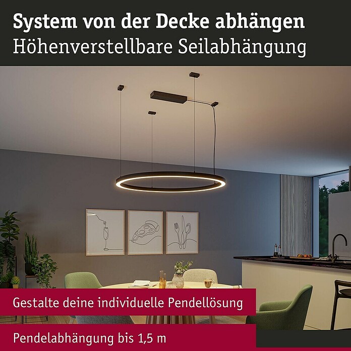 Paulmann Linion Abhängung Seil (L x B x H: 150 x 150 x 4 cm, Signalschwarz) | BAUHAUS