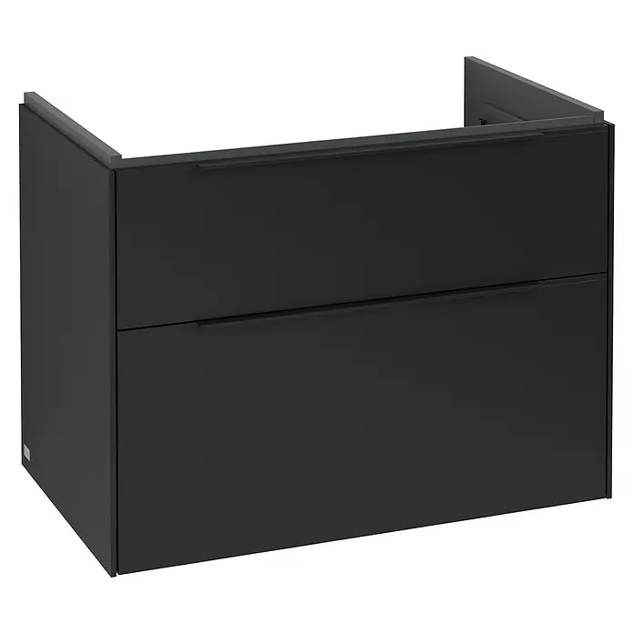 Villeroy & Boch Subway 3.0 Waschbeckenunterschrank - Volcano Black, Anzahl Schubladen: 2 Stk., Farbe Griff: Volcano Black, B x T x H: 77,2 x 47,8 x 57,6 cm - Dunkelgrauer Waschtischunterschrank mit zwei Schubladen und Griffen. Modernes Badmöbel für mehr Stauraum im Badezimmer.