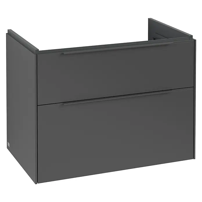 Villeroy & Boch Subway 3.0 Waschbeckenunterschrank - Graphite, Anzahl Schubladen: 2 Stk., Farbe Griff: Monochrom, B x T x H: 77,2 x 47,8 x 57,6 cm - Modernes, graues Badezimmer-Möbelstück mit zwei Schubladen und minimalistischen Griffen für ein stilvolles Ambiente.