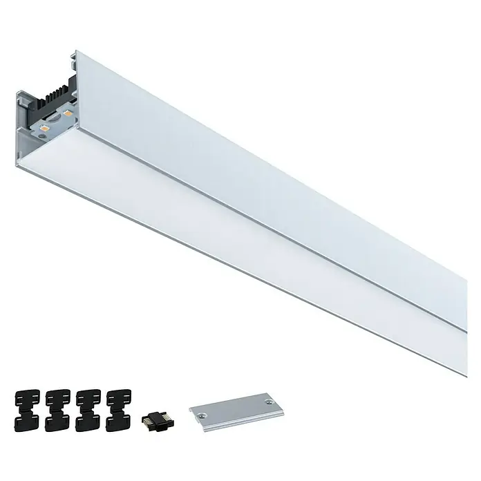 Paulmann Linion Stromeinspeisung Power Channel - 100 x 4 x 4 cm, Chrom matt, Nicht Dimmbar - Schlanke LED-Leuchte mit Zubehör zur einfachen Installation. Ideal für moderne Innenräume und energieeffiziente Beleuchtungslösungen.