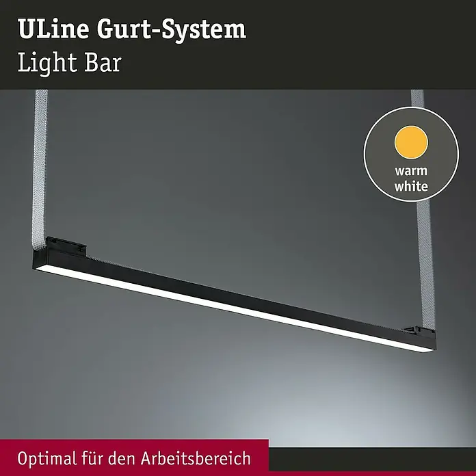 Paulmann ULine LED-Spot Lightbar - 18,5 W, Schwarz, 2,9 x 65 x 2,6 cm - ULine Gurt-System Light Bar: Moderne Hängeleuchte mit warmweißem Licht, ideal für den Arbeitsbereich und zur flexiblen Beleuchtung.