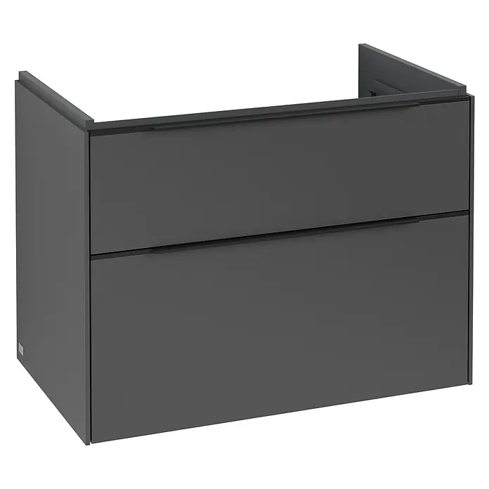Villeroy & Boch Subway 3.0 Waschbeckenunterschrank - Graphite, Anzahl Schubladen: 2 Stk., Farbe Griff: Volcano Black, B x T x H: 77,2 x 47,8 x 57,6 cm - Moderner Badezimmerschrank mit zwei Schubladen in dunkler Farbe. Perfekt für stilvolle Badgestaltung und zusätzlichen Stauraum.