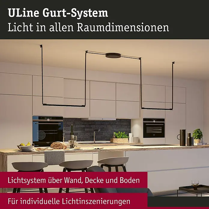 Paulmann ULine LED-Spot Lightbar - 18,5 W, Schwarz, 2,9 x 65 x 2,6 cm - Elegantes ULine Gurt-System für Licht in allen Raumdimensionen. Die moderne Lichtlösung für individuelle Lichtinszenierungen im Raum.