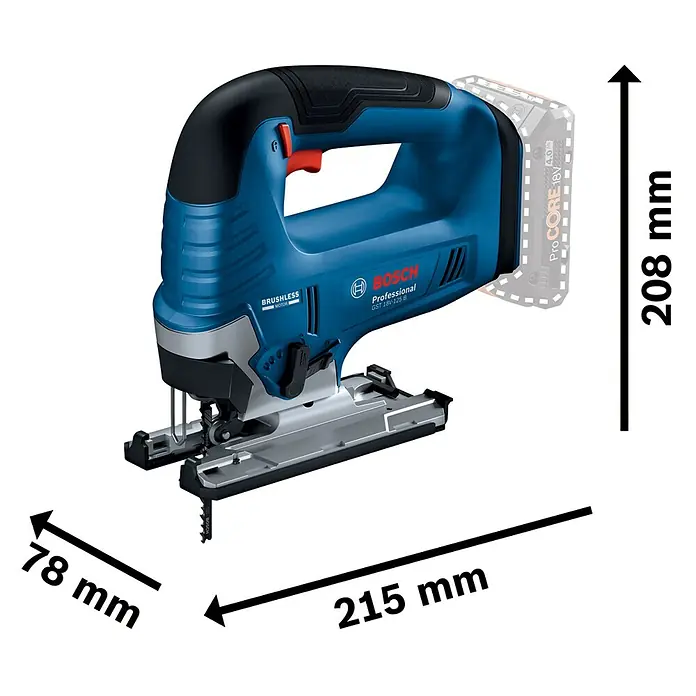 Bosch Professional AMPShare 18V Akku-Pendelhubstichsäge GST 18V-125 B - 18 V, Ohne Akku, Leerlaufhubzahl: 0 /min - 3.500 /min - Blaue Bosch Professional Akku-Stichsäge.