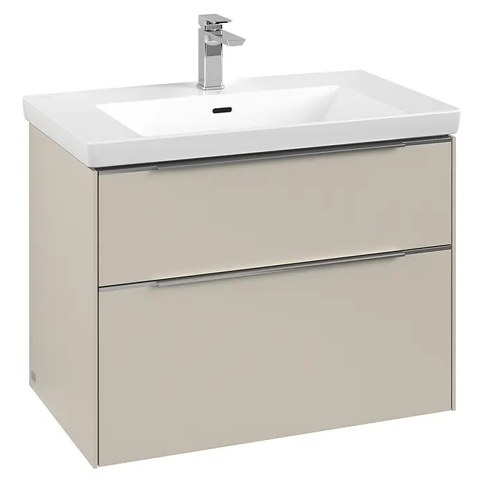Villeroy & Boch Subway 3.0 Waschbeckenunterschrank - Cashmere Grey, Anzahl Schubladen: 2 Stk., Farbe Griff: Aluminium glänzend, B x T x H: 77,2 x 47,8 x 57,6 cm, Mit Beleuchtung - Eleganter Waschtisch mit zwei Schubladen und modernem Design, ideal für jedes Badezimmer. Die hochwertige Verarbeitung sorgt für Langlebigkeit.