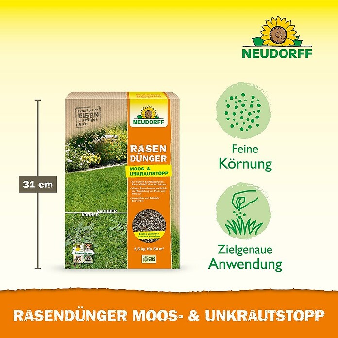 Neudorff Rasendünger Moos- & Unkraut Stopp (2,5 kg) | BAUHAUS