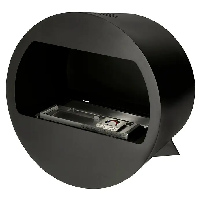 Aduro Bioethanol-Kamin B2 - 46 x 63 x 70 cm, Schwarz - Nahaufnahme eines runden, schwarzen Bioethanol-Kamins, der Wärme und Stil in jeden Raum bringt. Ideal für eine gemütliche Atmosphäre.