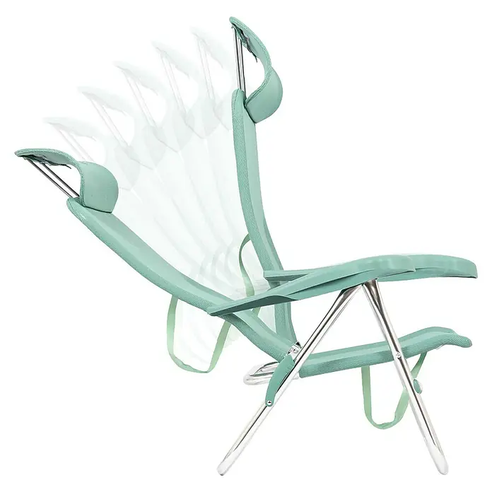 Silla de playa con cabezal Crespo - 64 x 55 x 100 cm, Textil, Turquesa - La silla reclinable con respaldo ajustable ofrece máximo confort y relajación. Ideal para jardín, balcón o terraza.