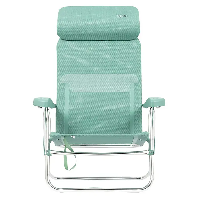 Silla de playa con cabezal Crespo - 64 x 55 x 100 cm, Textil, Turquesa - La silla relax Crespo AL-215 en verde menta ofrece la máxima comodidad y un diseño elegante para relajarse al aire libre.