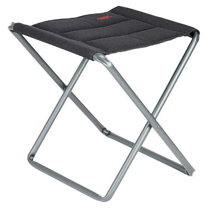 Crespo Klapphocker - L x B x H: 44 x 42 x 49 cm, Belastbarkeit: 110 kg, Aluminium - Klapphocker mit grauem, gepolstertem Sitz und silberfarbenem Metallgestell. Ideal für Camping und Outdoor-Aktivitäten.