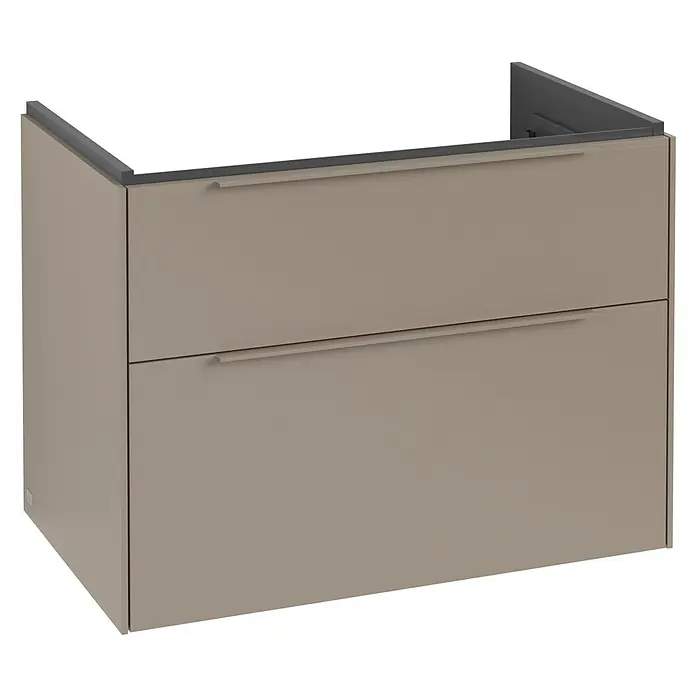 Villeroy & Boch Subway 3.0 Waschbeckenunterschrank - Taupe, Anzahl Schubladen: 2 Stk., Farbe Griff: Monochrom, B x T x H: 77,2 x 47,8 x 57,6 cm, Mit Beleuchtung - Elegantes Badezimmer-Waschbeckenunterschrank mit zwei Schubladen in modernem Design für ein stilvolles Bad.