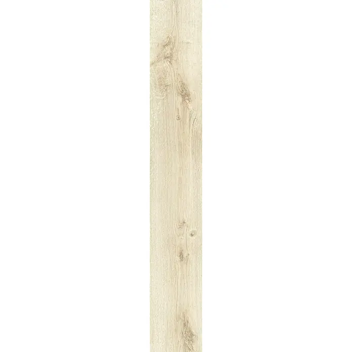 Suelo vinílico Corepel Bright - 195 x 1.380 x 5,5 mm, Beige - Esta imagen muestra una sola tabla con un patrón de grano de madera clara, ideal para pisos o revestimientos de paredes.