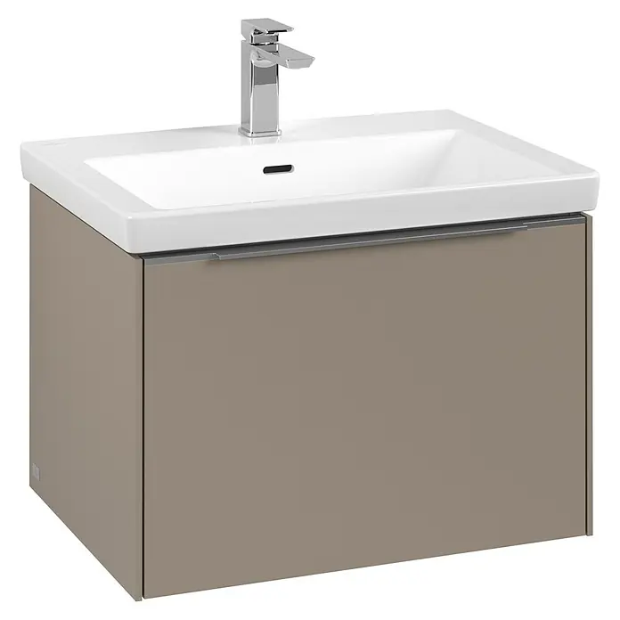 Villeroy & Boch Subway 3.0 Waschbeckenunterschrank - Taupe, Anzahl Schubladen: 1 Stk., Farbe Griff: Aluminium glänzend, B x T x H: 62,2 x 47,8 x 42,9 cm - Elegantes Waschbecken mit Unterschrank in Beige und Chromarmatur. Das moderne Design passt perfekt in jedes Badezimmer.
