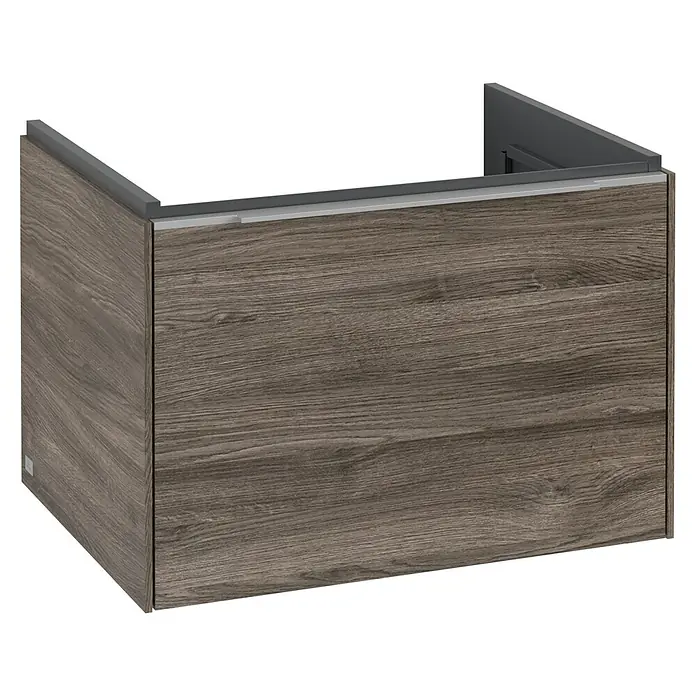 Villeroy & Boch Subway 3.0 Waschbeckenunterschrank - Stone Oak, Anzahl Schubladen: 1 Stk., Farbe Griff: Aluminium glänzend, B x T x H: 62,2 x 47,8 x 42,9 cm - Modernes Waschbeckenunterschrank-Element mit Holzoptik. Ideal für stilvolle Badezimmergestaltung.