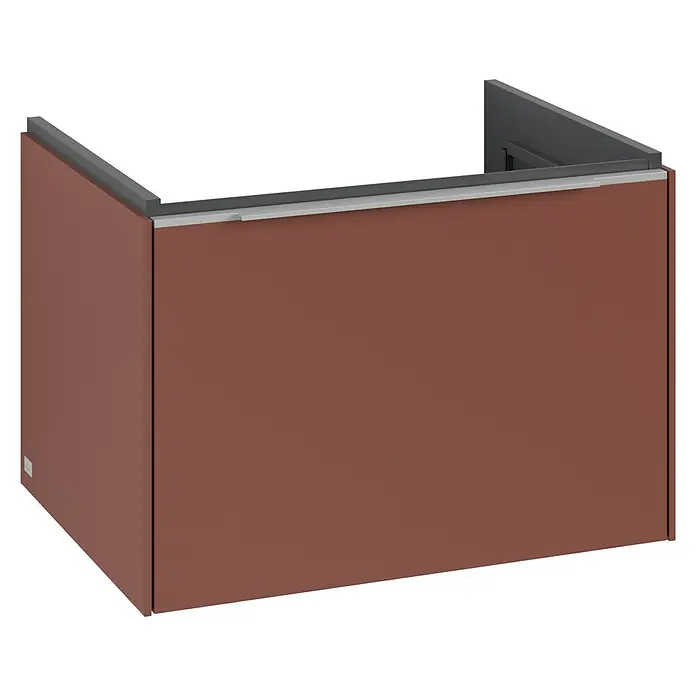 Villeroy & Boch Subway 3.0 Waschbeckenunterschrank - Wine Red, Anzahl Schubladen: 1 Stk., Farbe Griff: Aluminium glänzend, B x T x H: 62,2 x 47,8 x 42,9 cm - Brauner Waschtischunterschrank mit minimalistischem Design und klaren Linien, ideal für moderne Badezimmer.