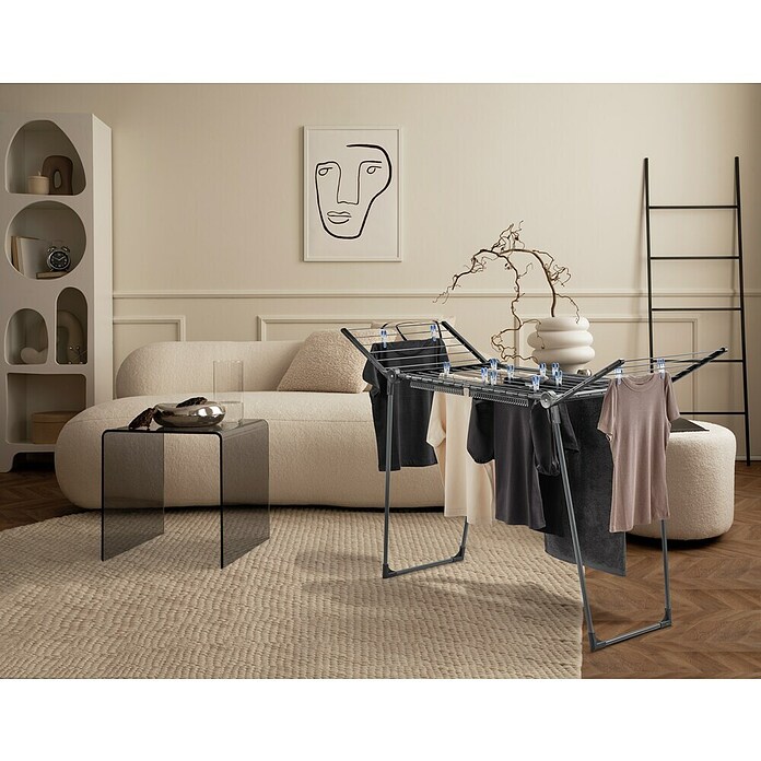 Leifheit Staand wasrek Pegasus 150 Solid Slim (Kleur: Zwart / Antraciet) | BAUHAUS
