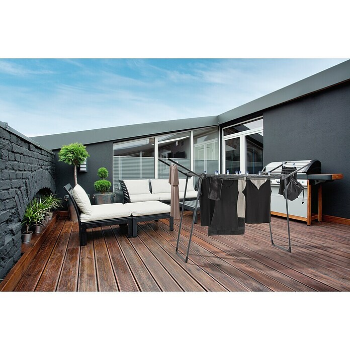 Leifheit Staand wasrek Pegasus 150 Solid Slim (Kleur: Zwart / Antraciet) | BAUHAUS
