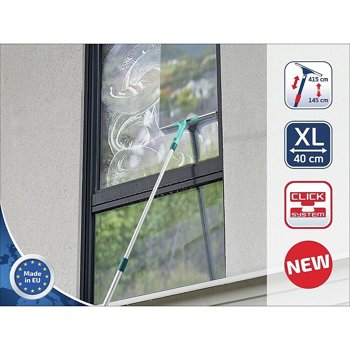 Leifheit Raamwisser Powerslide met telescoopsteel (Materiaal steel: Aluminium, 146 cm - 418 cm) | BAUHAUS