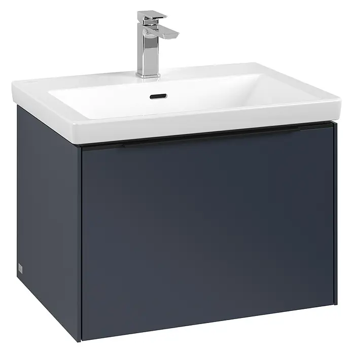 Villeroy & Boch Subway 3.0 Waschbeckenunterschrank - Marine Blue, Anzahl Schubladen: 1 Stk., Farbe Griff: Volcano Black, B x T x H: 62,2 x 47,8 x 42,9 cm - Modernes Badezimmerwaschbecken mit Unterschrank in stilvollem Design. Die Armatur rundet das Gesamtbild des Waschtisches ab.