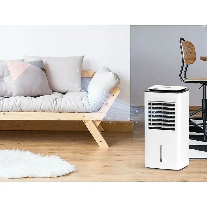 Purline Rafy Climatizador evaporativo 99D - Blanco, Altura: 82 cm - El enfriador de aire blanco crea un ambiente agradable en la habitación al liberar aire fresco. Un clima interior confortable está garantizado con el enfriador.