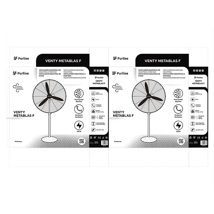 Purline Venty Ventilador de pie Metablast - Negro, 75 cm, 190 cm - Imagen de un ventilador industrial Purline VENTY METABLAS F, que ofrece alto rendimiento y refrigeración fiable.