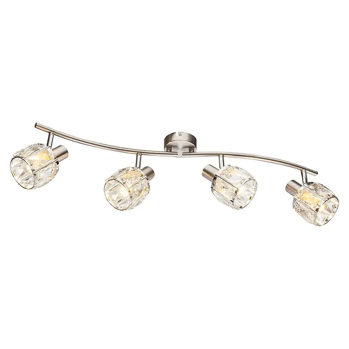 Globo LED-Deckenstrahler Kris - 40 W, L x B x H: 70 x 31,5 x 18 cm, Silber - Moderne Deckenleuchte mit vier Kristall-Spots für stilvolle Beleuchtung in jedem Raum. Die Lampe sorgt für ein elegantes Ambiente.