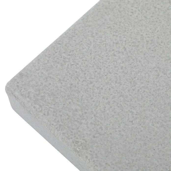 Gartentisch Centallo - L x B x H: 220 x 100 x 74 cm, Stahl, Glasfaserverstärkter Beton, Grau/ Schwarz - Nahaufnahme eines weißen Schwamms, der eine poröse Textur und eine rechteckige Form aufweist. Ideal für Reinigungs- und Polierarbeiten.