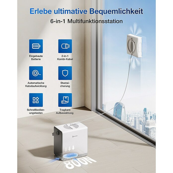 Ecovacs Fensterreinigungsroboter Winbot W2 Pro Omni (Wassertankvolumen Roboter: 60 ml, Akkulaufzeit: 110 min) | BAUHAUS