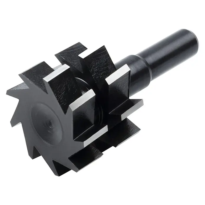 Wolfcraft Federfräser - Durchmesser: 30 mm - Nahaufnahme eines Stirnradfräsers mit Schaft. Perfekt für präzise Metallbearbeitung und detaillierte Fräsarbeiten. Ideal für Profis.