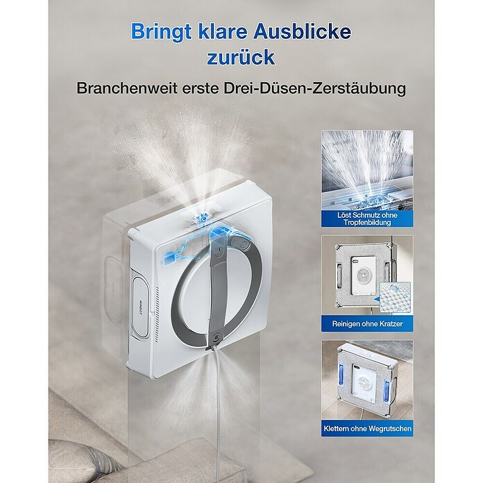 Ecovacs Fensterreinigungsroboter Winbot W2 Pro Omni (Wassertankvolumen Roboter: 60 ml, Akkulaufzeit: 110 min) | BAUHAUS