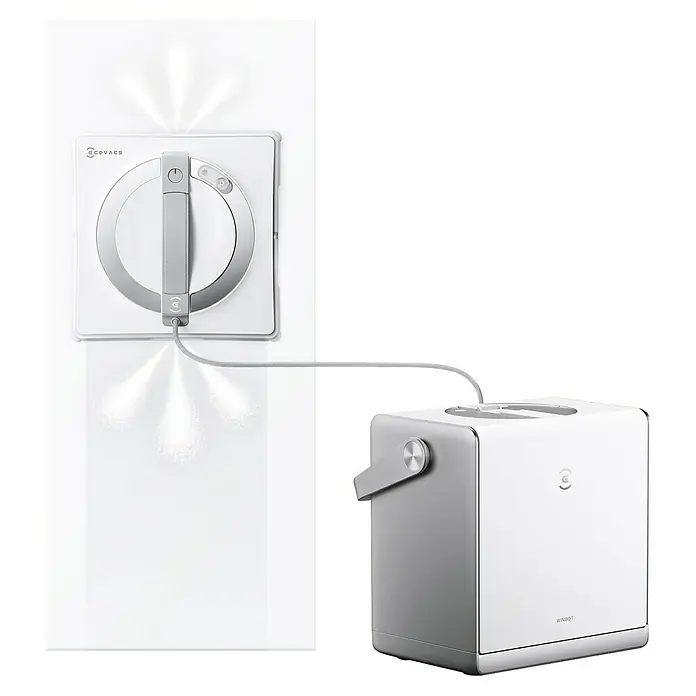 Ecovacs Fensterreinigungsroboter Winbot W2 Pro Omni SET - Tankvolumen: 60 ml, Akkulaufzeit: 110 min, Inkl. 1 l Ecovacs Winbot Cleaning Solution - Der Ecovacs Winbot Fensterputzroboter mit Basisstation, der für streifenfreie Sauberkeit sorgt.