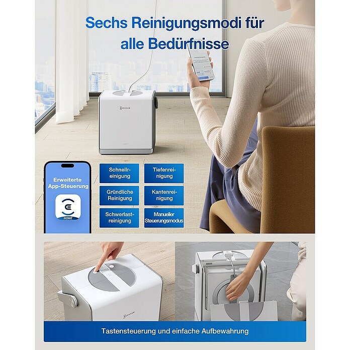 Ecovacs Fensterreinigungsroboter Winbot W2 Pro Omni (Wassertankvolumen Roboter: 60 ml, Akkulaufzeit: 110 min) | BAUHAUS