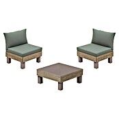 Keter Conjunto de muebles Elements (Número de personas máx.: 2, 3 pzs., Polipropileno, Verde/Madera) | BAUHAUS