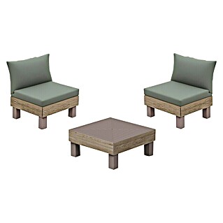 Keter Conjunto de muebles Elements (Número de personas máx.: 2, 3 pzs., Polipropileno, Verde/Madera)