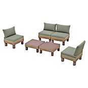 Keter Conjunto de muebles Elements (Número de personas máx.: 4, 6 pzs., Polipropileno, Verde/Madera) | BAUHAUS