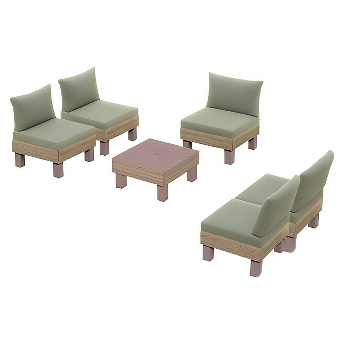 Keter Conjunto de muebles Elements II (Número de personas máx.: 5, 6 pzs., Polipropileno, Verde/Madera) | BAUHAUS