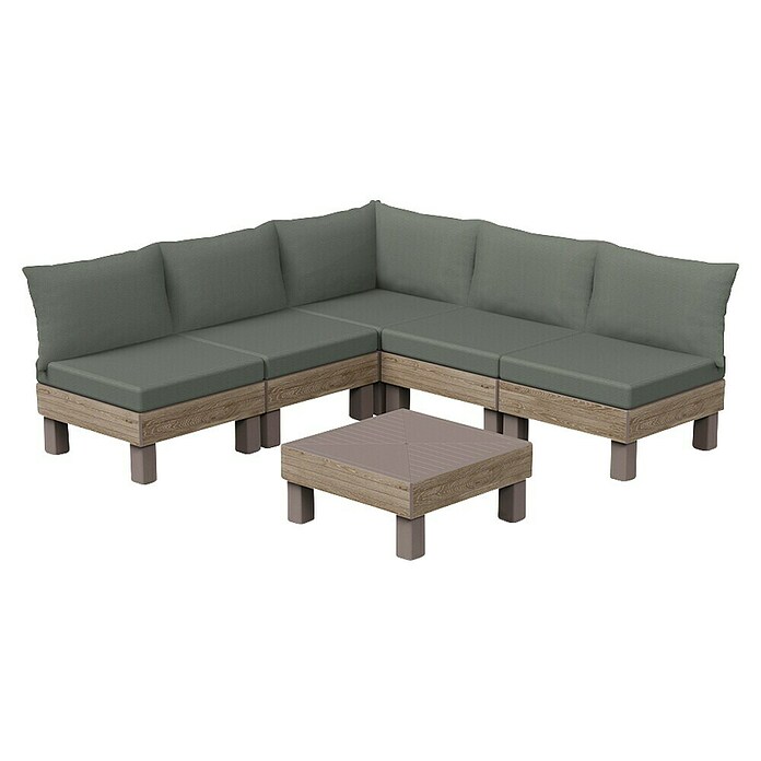Keter Conjunto de muebles Elements (Número de personas máx.: 6, 7 pzs., Polipropileno, Verde/Madera) | BAUHAUS