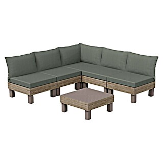 Keter Conjunto de muebles Elements (Número de personas máx.: 6, 7 pzs., Polipropileno, Verde/Madera)