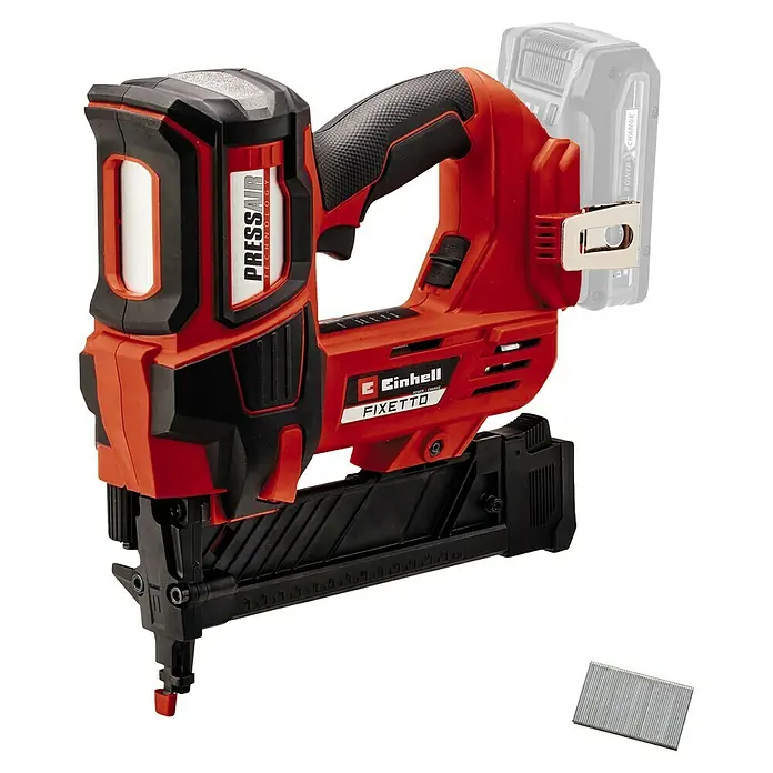 Einhell Professional PXC 18V Akku-Tacker FIXETTO 18/40 S - 18 V, Ohne Akku - Ein kabelloser Einhell Fixetto Nagler, ein vielseitiges Werkzeug zum Befestigen von Materialien mit Nägeln, ideal für DIY-Projekte und professionelle Anwendungen.