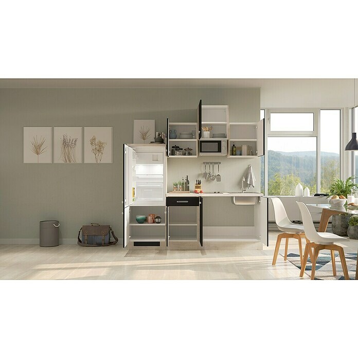 Flex-Well Turin Singleküche mit Mikrowelle (Breite: 210 cm, Anthrazit, Mit Elektrogeräten) | BAUHAUS